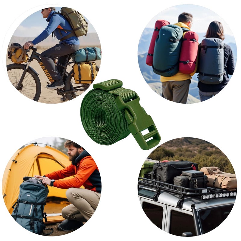 XTACER 1 Inch Molle Backpack Accessory Strap Luggage Straps Cover Strap Sleeping Bag Strap with Buckle (Green, 60) - Image 3
